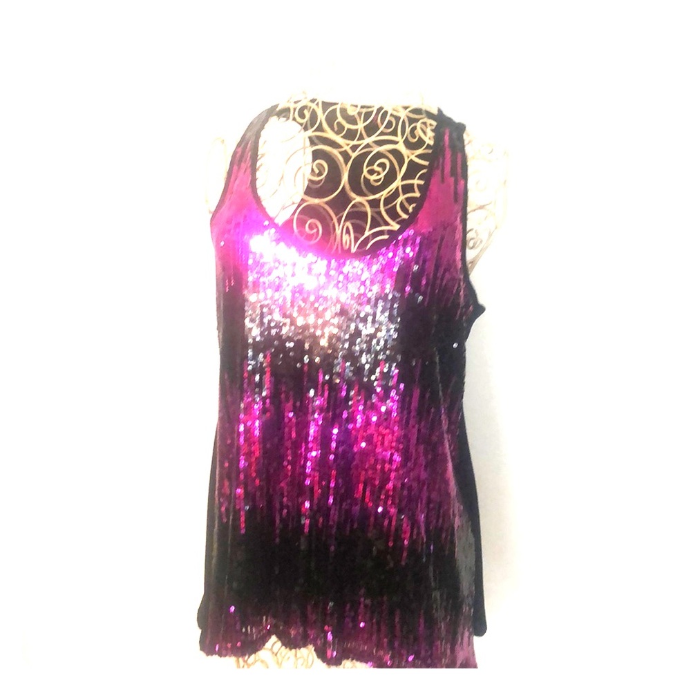 Black and pink sequin tunic tank